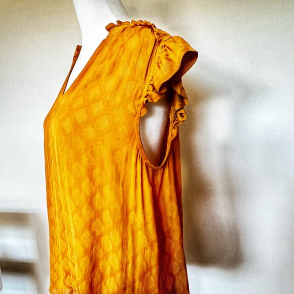 Anthropologie Mauve Saffron Yellow Ruffle Sleeveless Top - Size Medium - Picture 4 of 11